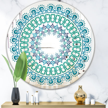 Blue Mandala - Bohemian and Eclectic Mirror - Oval or Round Wall Mirror