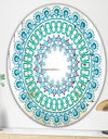 Blue Mandala - Bohemian and Eclectic Mirror - Oval or Round Wall Mirror