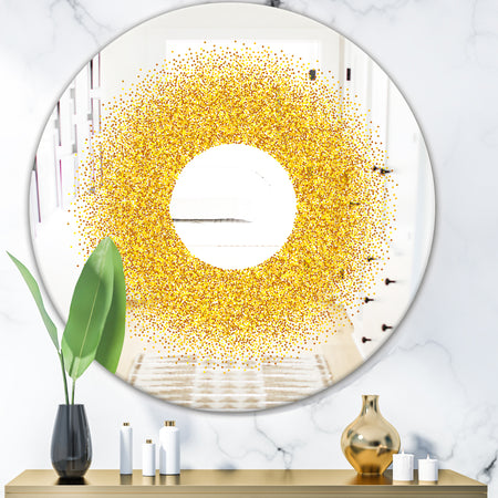 Luxury Golden Glitter Round - Glam Mirror - Oval or Round Wall Mirror