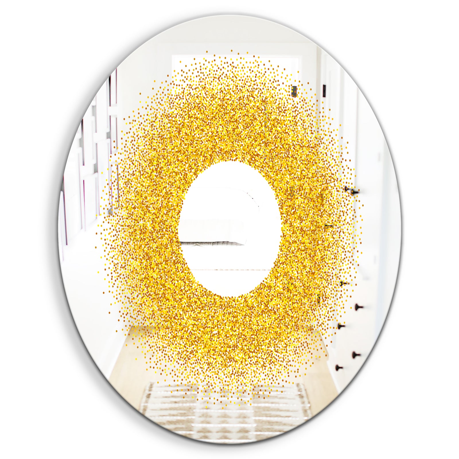 Luxury Golden Glitter Round - Glam Mirror - Oval or Round Wall Mirror