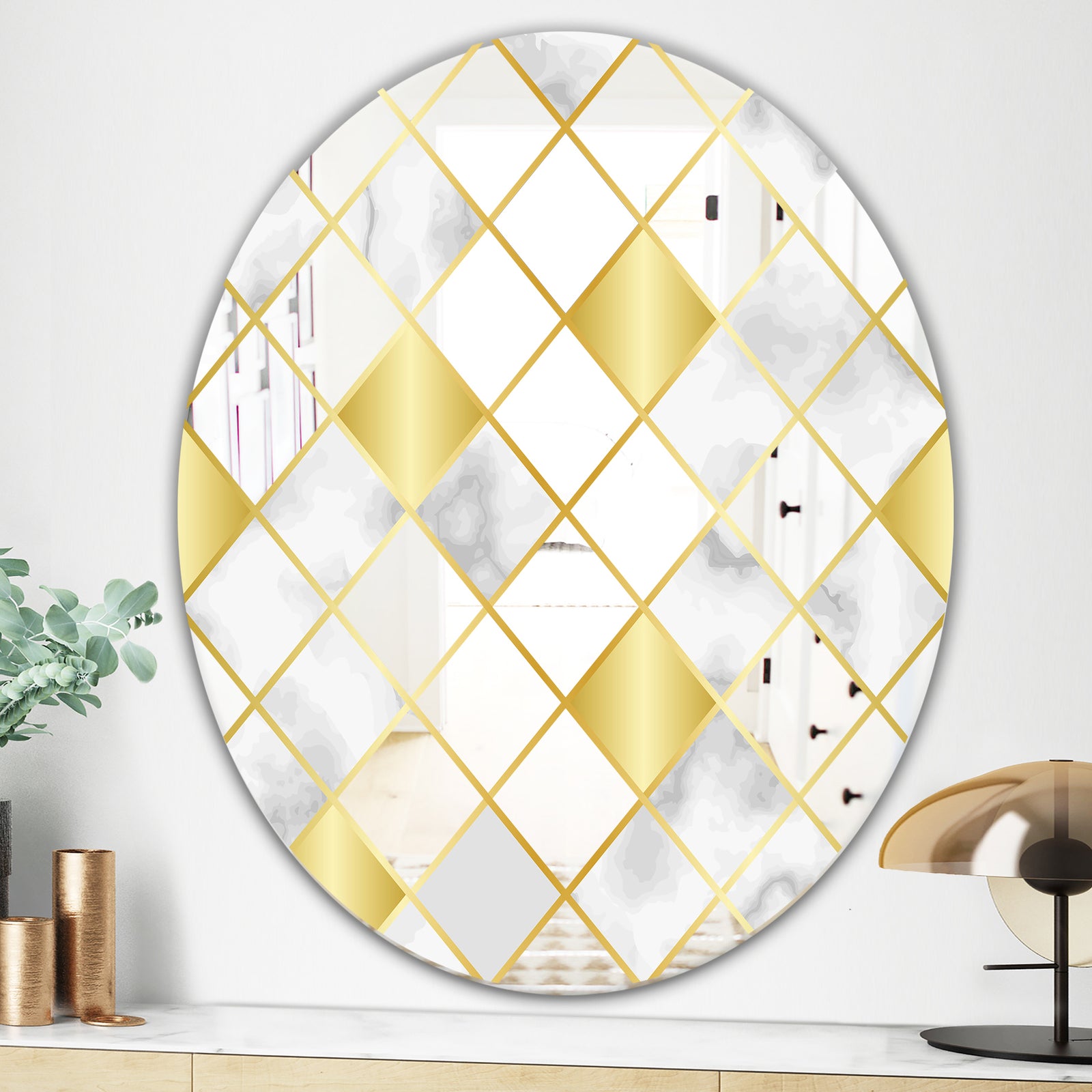 Capital Gold Diamond 2 - Mid-Century Mirror - Oval or Round Wall Mirror