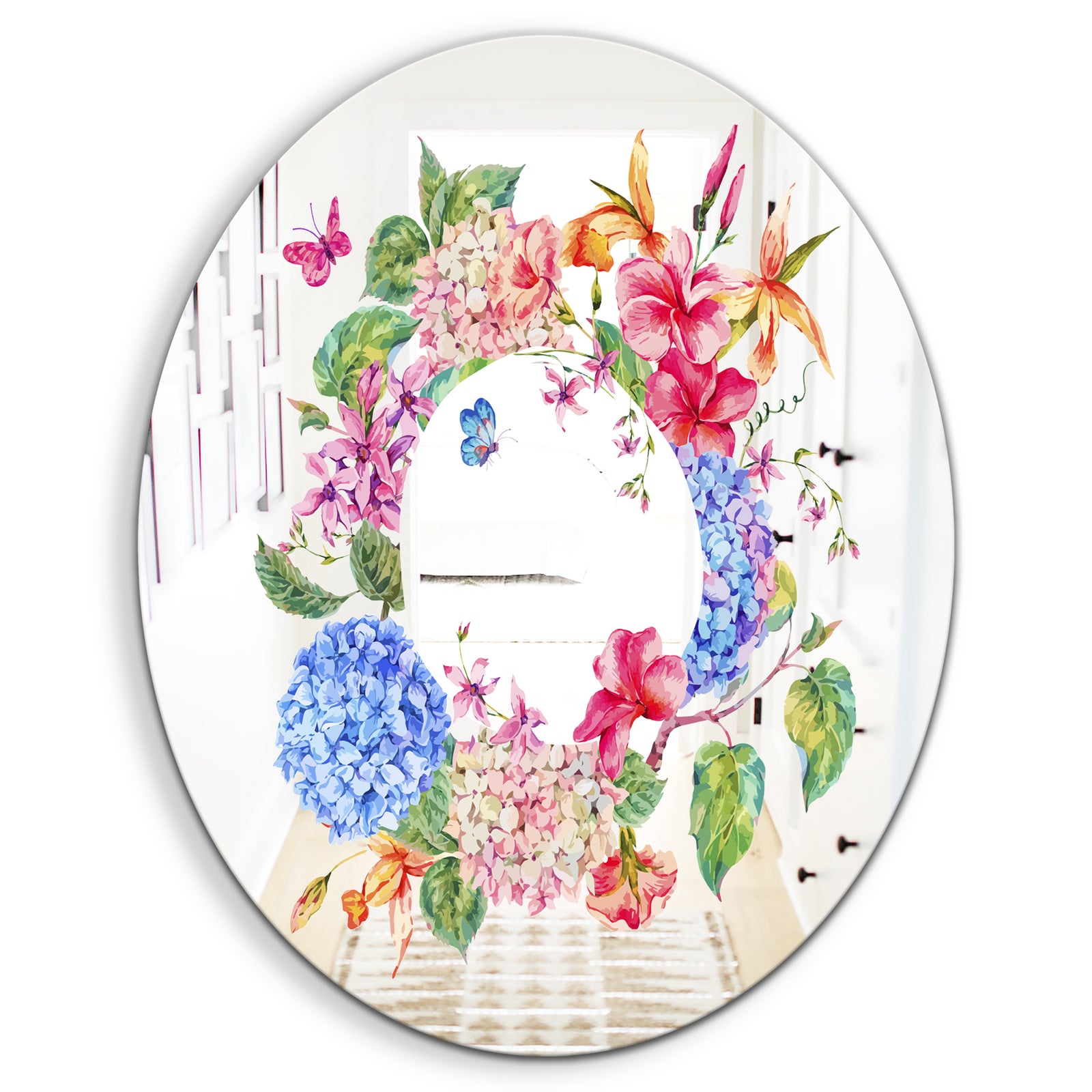 Floral Greeting - Cabin and Lodge Mirror - Oval or Round Vanity Mirror