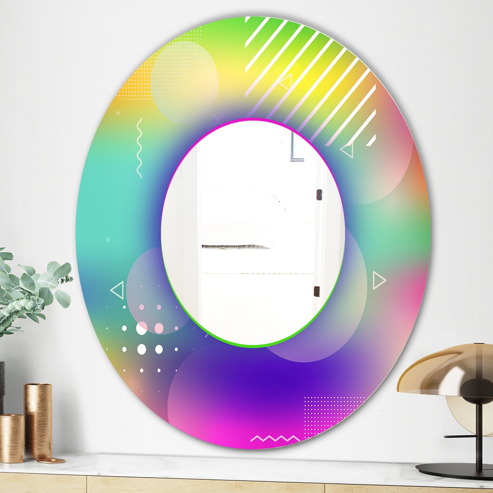 Spacy Dimensions 1 - Mid-Century Mirror - Oval or Round Wall Mirror