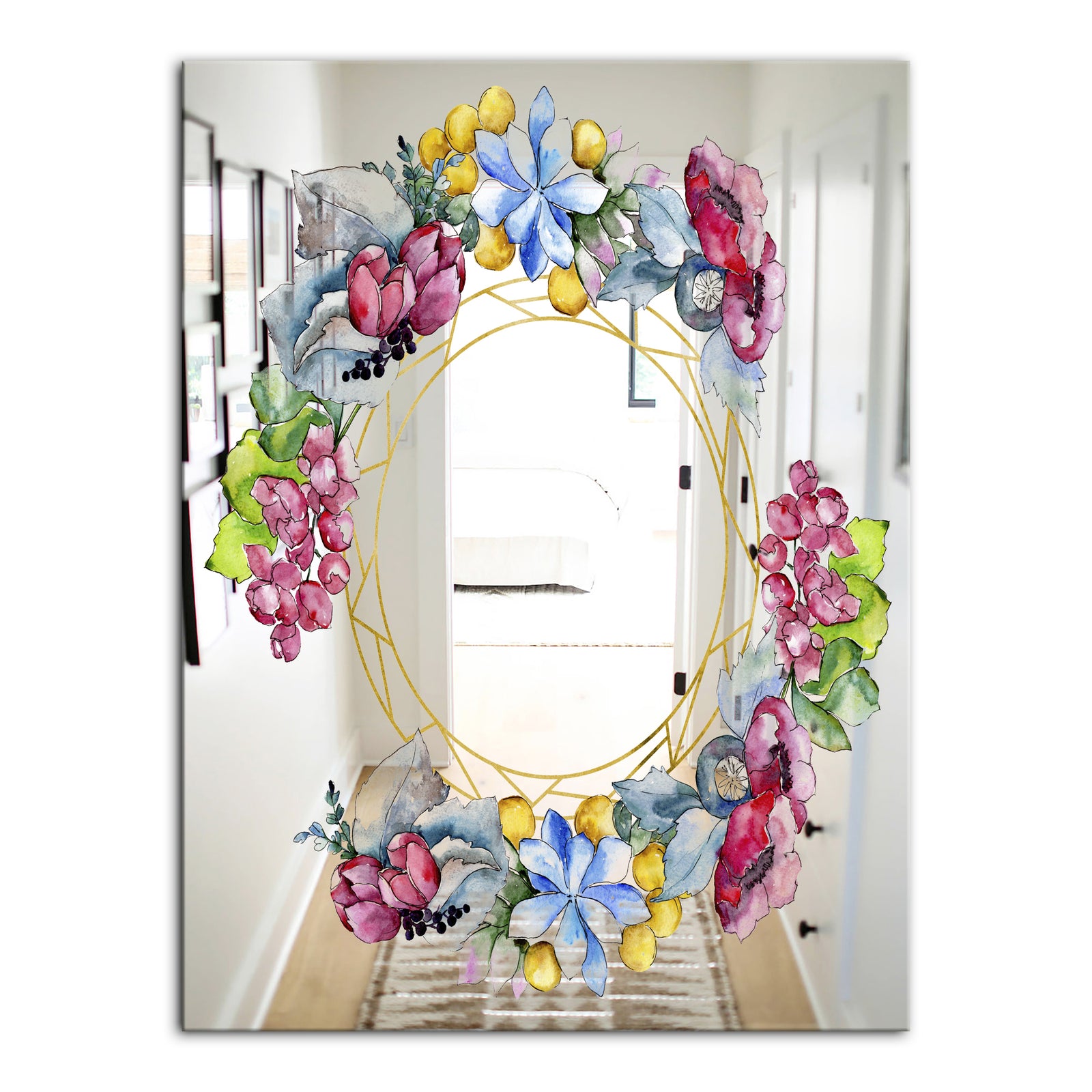 Efflorescent Gold Abundance 2 - Cabin and Lodge Mirror - Floral Art Mirror