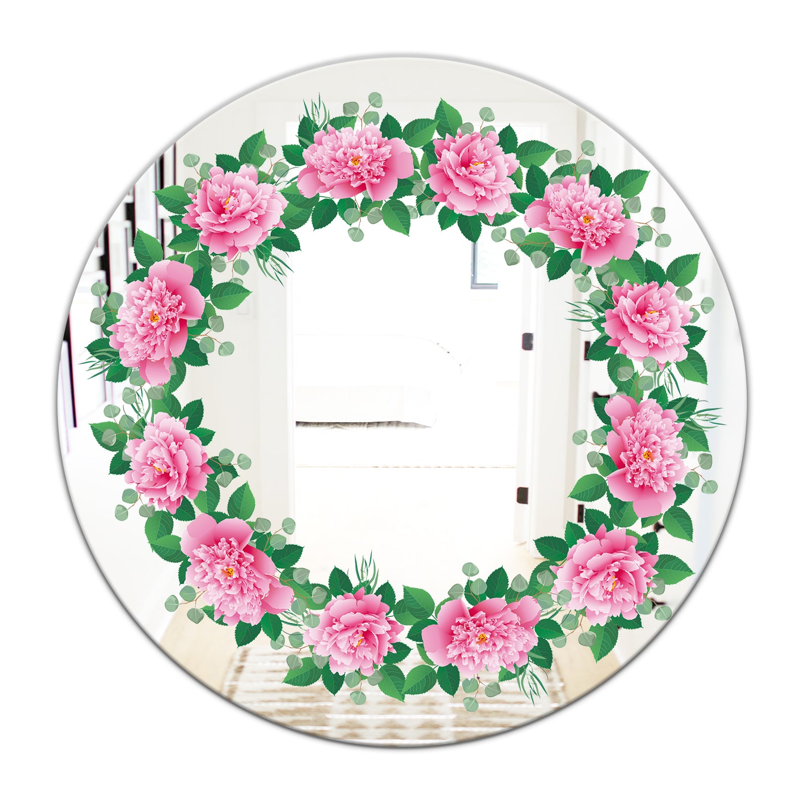 Romantic Floral Wreath - Cabin and Lodge Mirror - Oval or Round Wall Mirror
