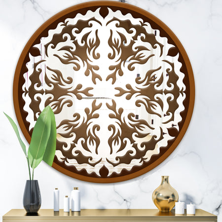 Brown Mandala - Bohemian and Eclectic Mirror - Oval or Round Wall Mirror