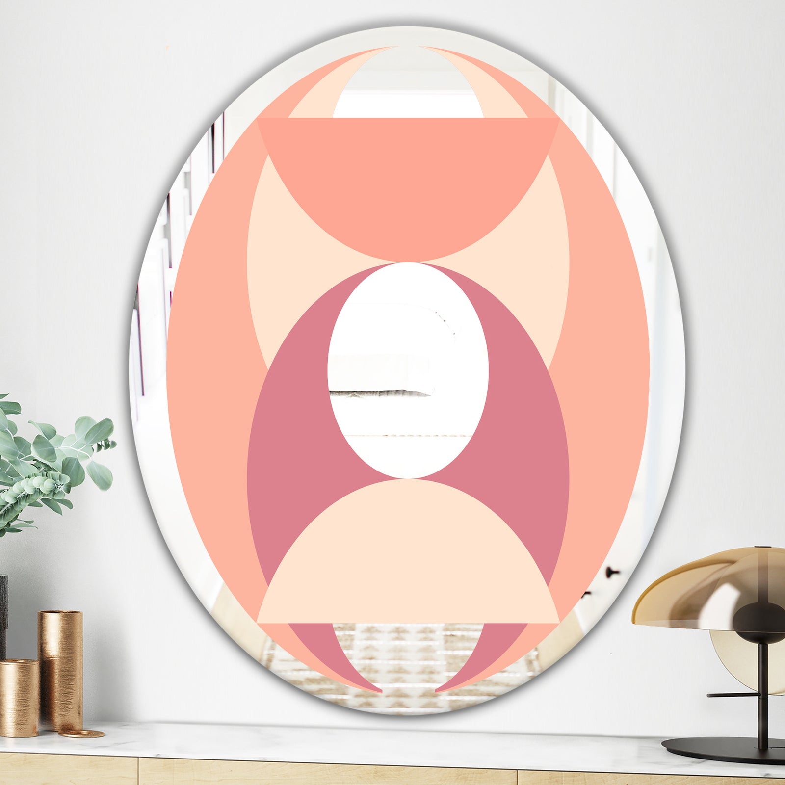 Peach Circle - Mid-Century Mirror - Oval or Round Wall Mirror
