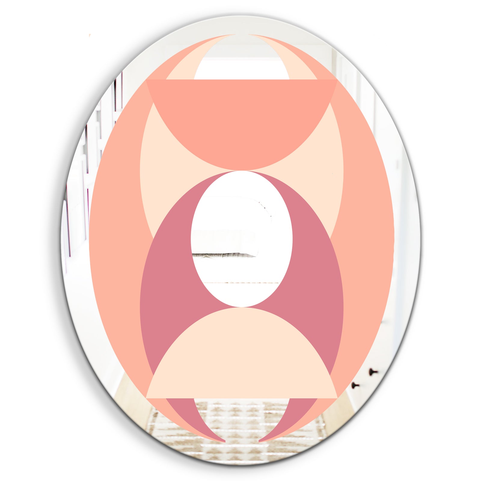 Peach Circle - Mid-Century Mirror - Oval or Round Wall Mirror