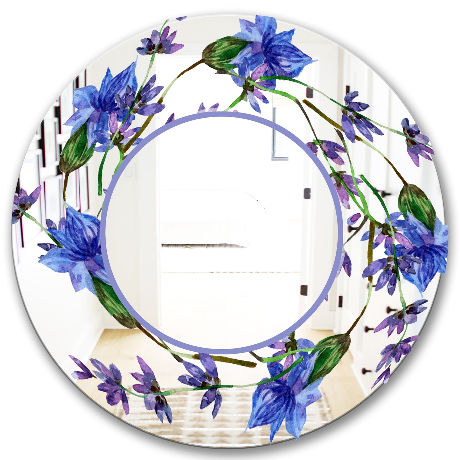 Purple Lavender Flowers - Traditional Mirror - Oval or Round Decorative Mirror
