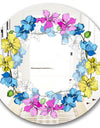 Yellow Blue and Pink Orchids - Cabin and Lodge Mirror - Oval or Round Wall Mirror