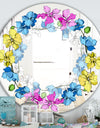 Yellow Blue and Pink Orchids - Cabin and Lodge Mirror - Oval or Round Wall Mirror