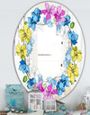 Yellow Blue and Pink Orchids - Cabin and Lodge Mirror - Oval or Round Wall Mirror