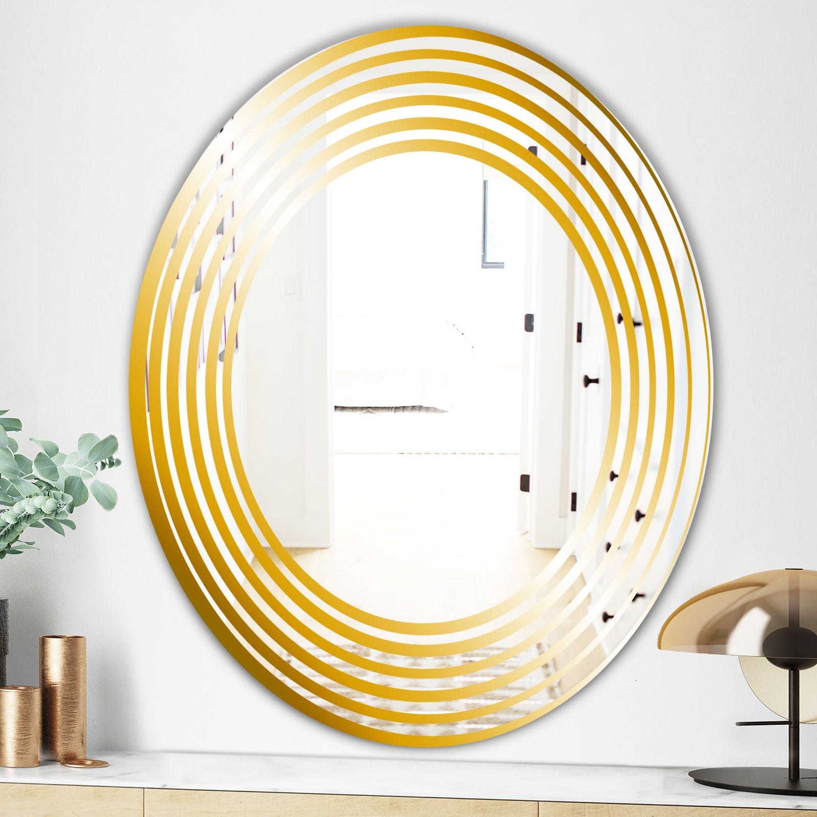 Yellow Circles - Glam Mirror - Oval or Round Vanity Mirror
