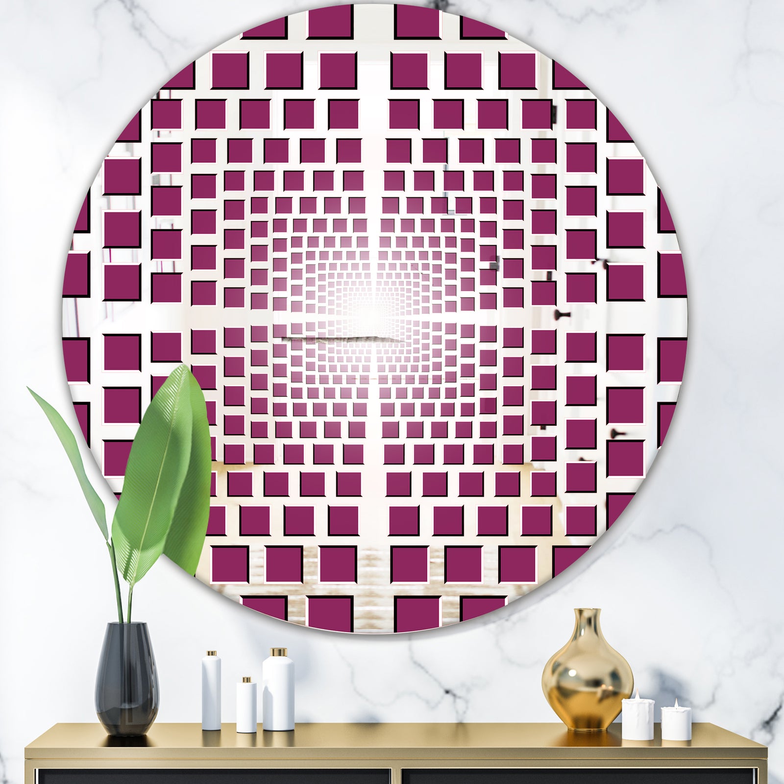 Purple Vortex - Modern Mirror - Contemporary Oval or Round Wall Mirror