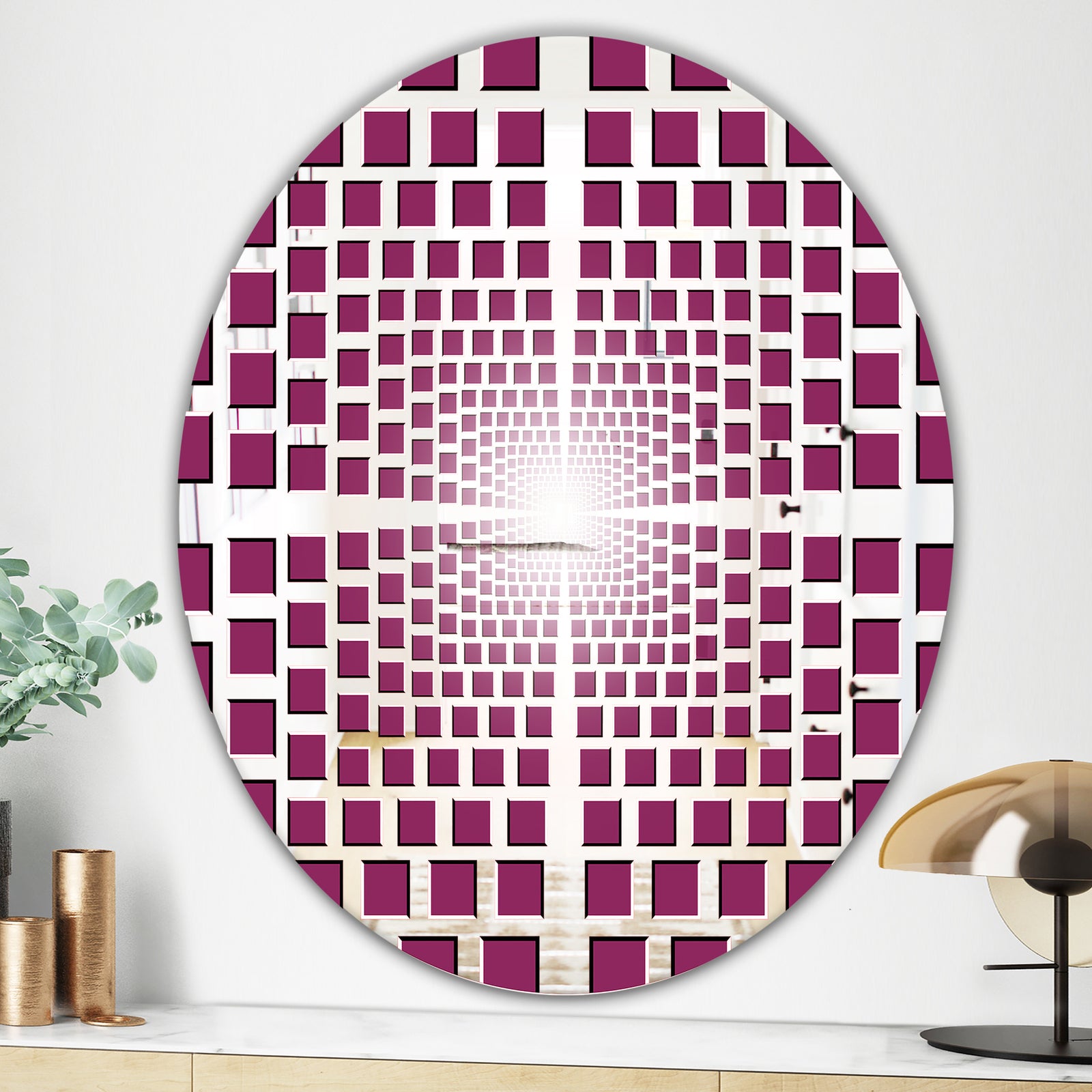 Purple Vortex - Modern Mirror - Contemporary Oval or Round Wall Mirror