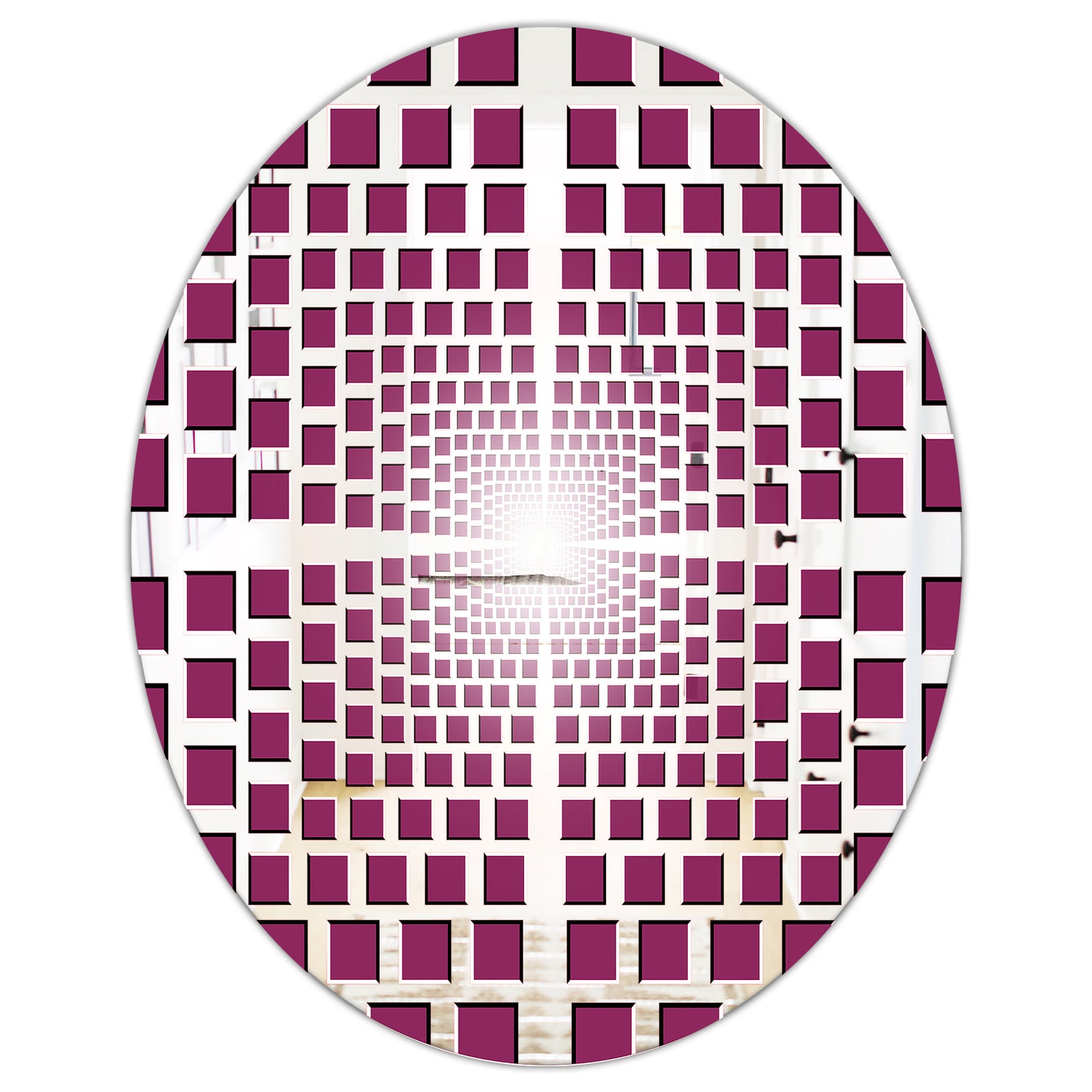 Purple Vortex - Modern Mirror - Contemporary Oval or Round Wall Mirror