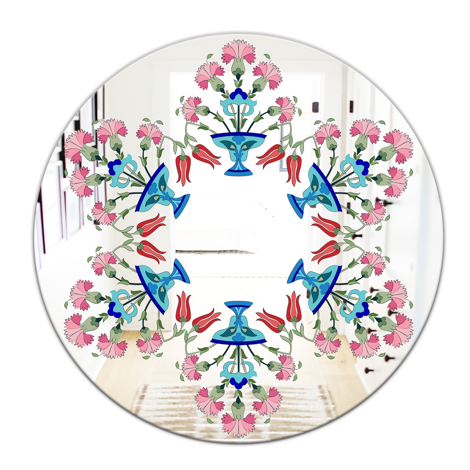 Pick Me Up A Daisy - Bohemian and Eclectic Mirror - Oval or Round Wall Mirror