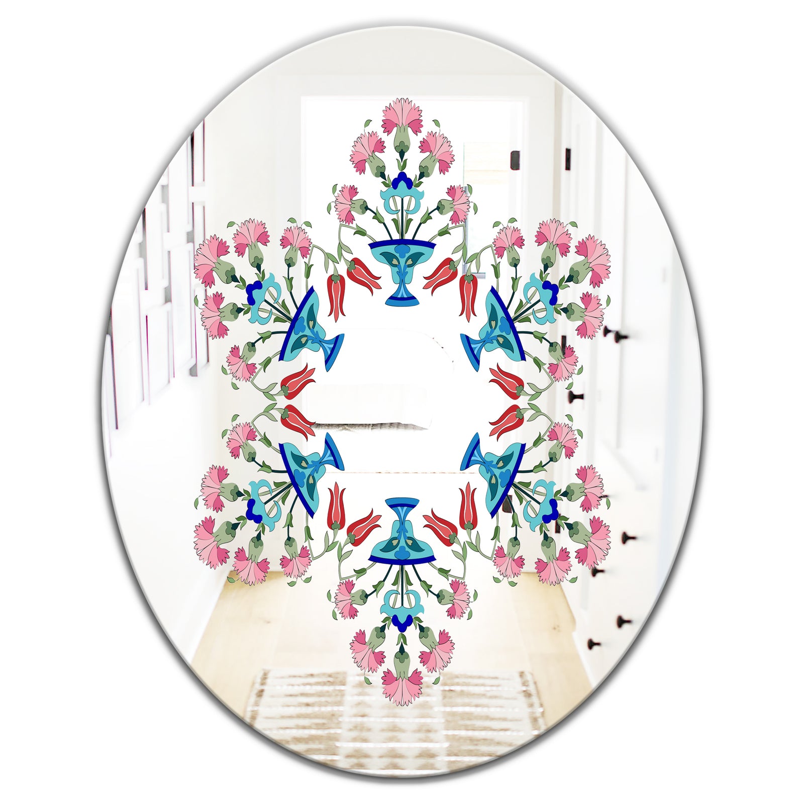 Pick Me Up A Daisy - Bohemian and Eclectic Mirror - Oval or Round Wall Mirror
