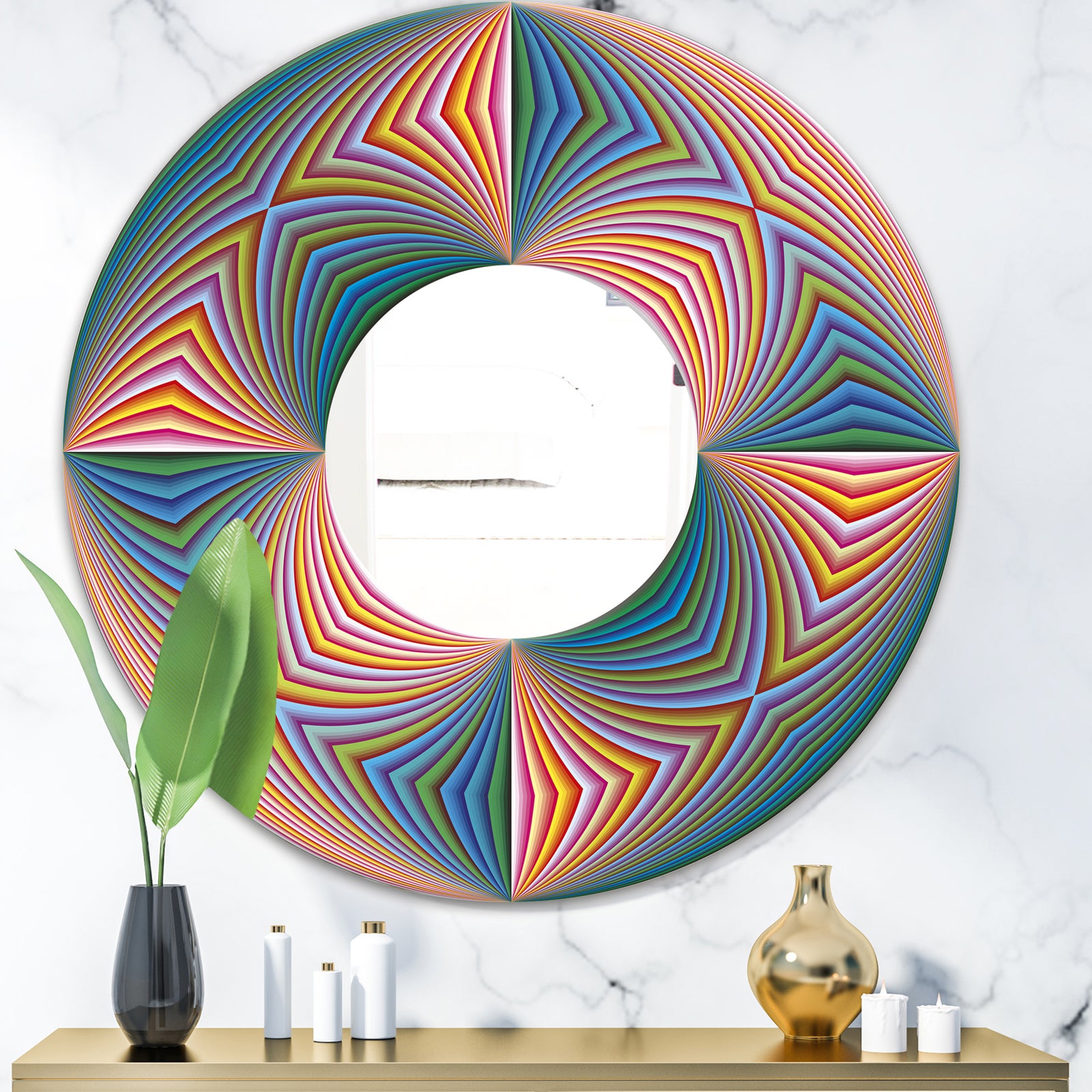 Illusion Multicolor - Modern Mirror - Oval and Circle Wall Mirror