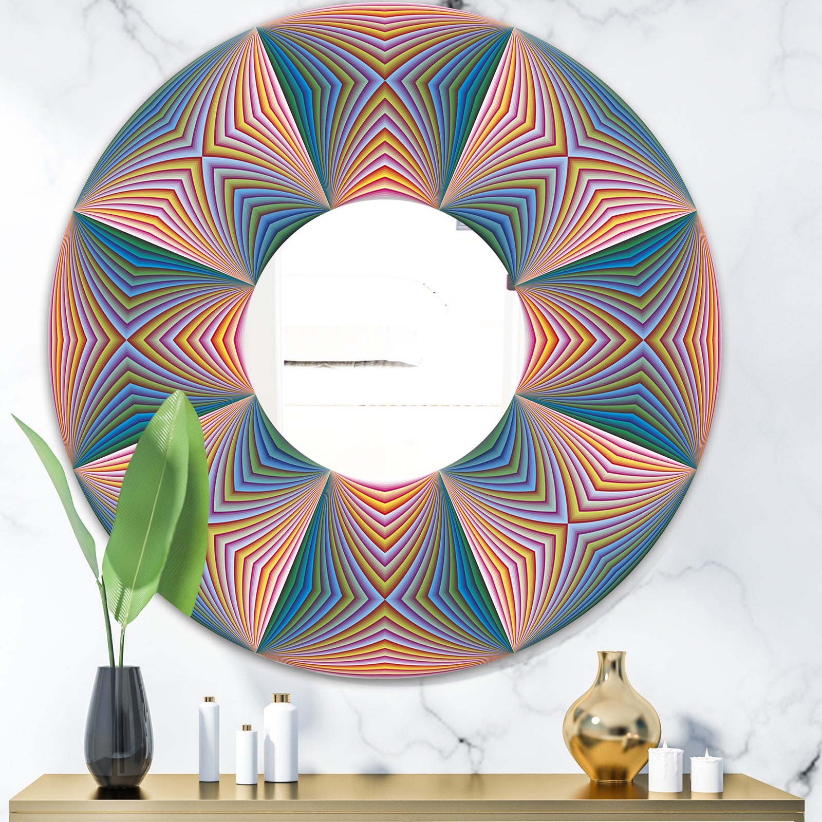 Illusion Multicolor II - Mid-Century Mirror - Oval or Round Wall Mirror