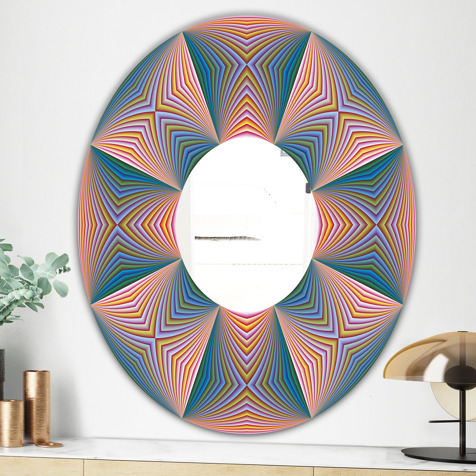 Illusion Multicolor II - Mid-Century Mirror - Oval or Round Wall Mirror