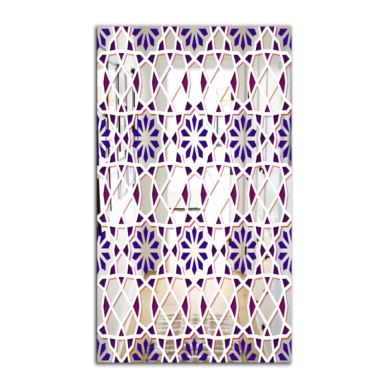Purple Tiles - Mid-Century Mirror - Large Wall Mirror