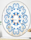 Blue Vision Flower Waves - Mid-Century Mirror - Oval or Round Wall Mirror