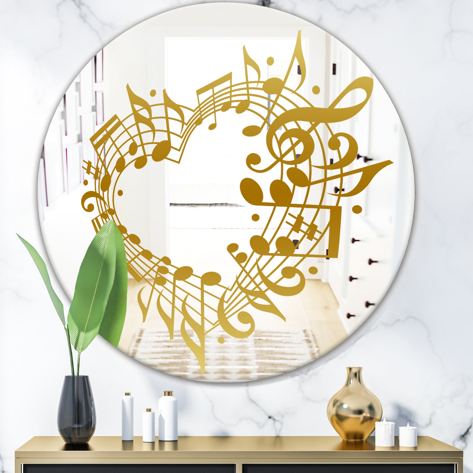 Music Notes I - Glam Mirror - Oval or Round Wall Mirror