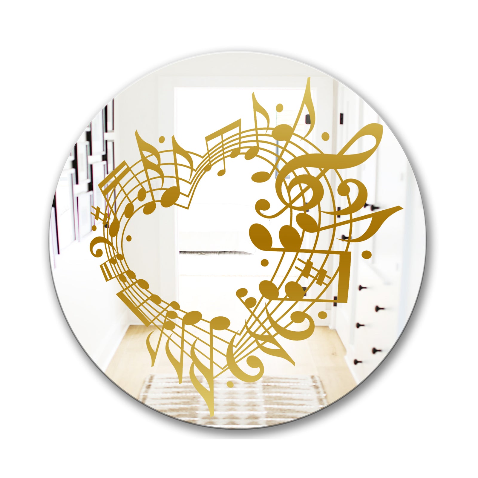 Music Notes I - Glam Mirror - Oval or Round Wall Mirror