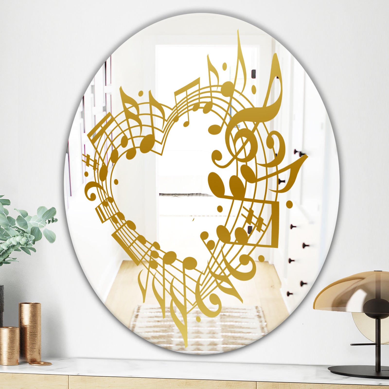 Music Notes I - Glam Mirror - Oval or Round Wall Mirror