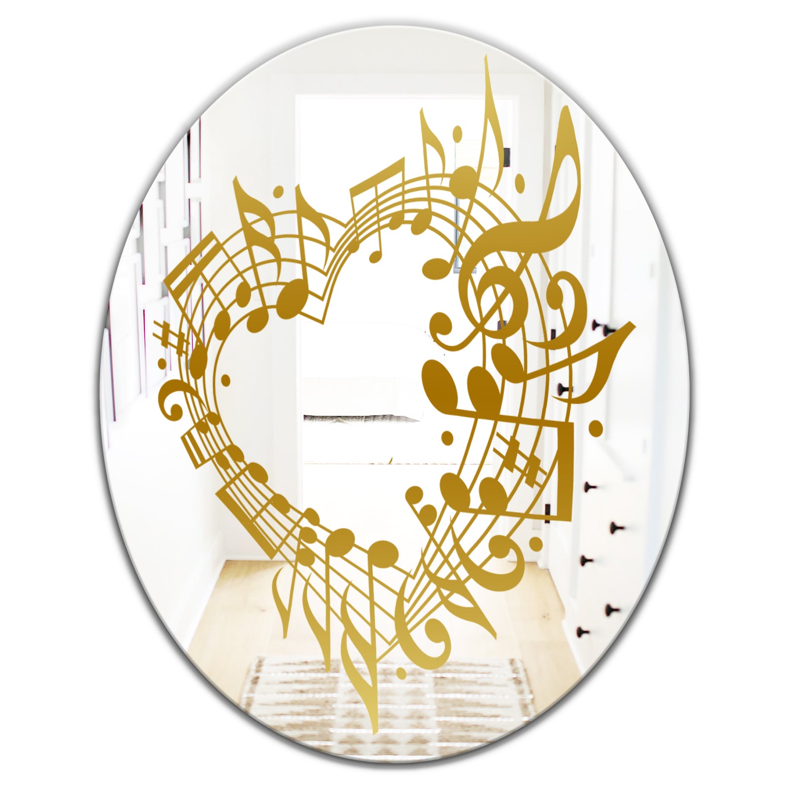 Music Notes I - Glam Mirror - Oval or Round Wall Mirror