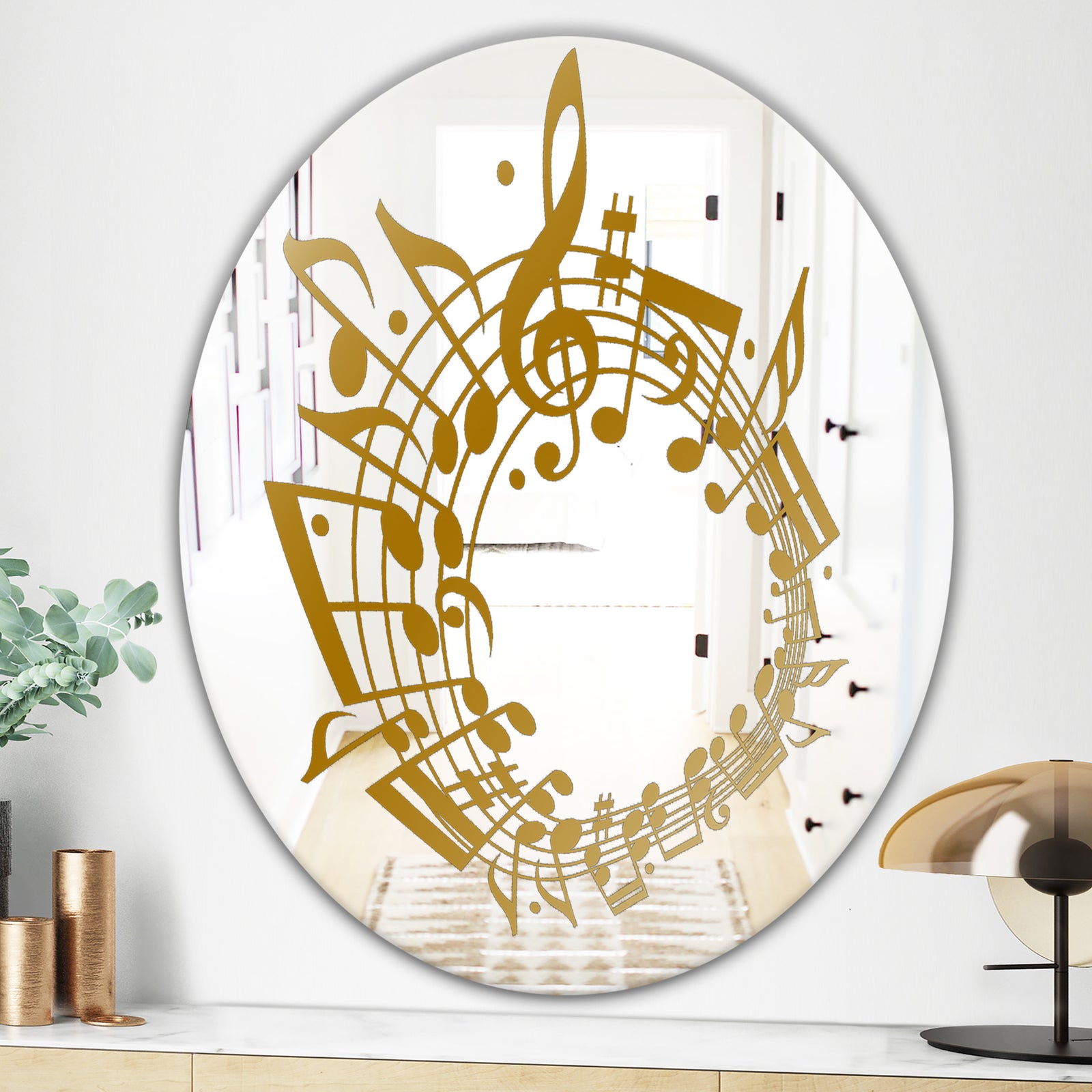 Music Notes II - Glam Mirror - Oval or Round Wall Mirror
