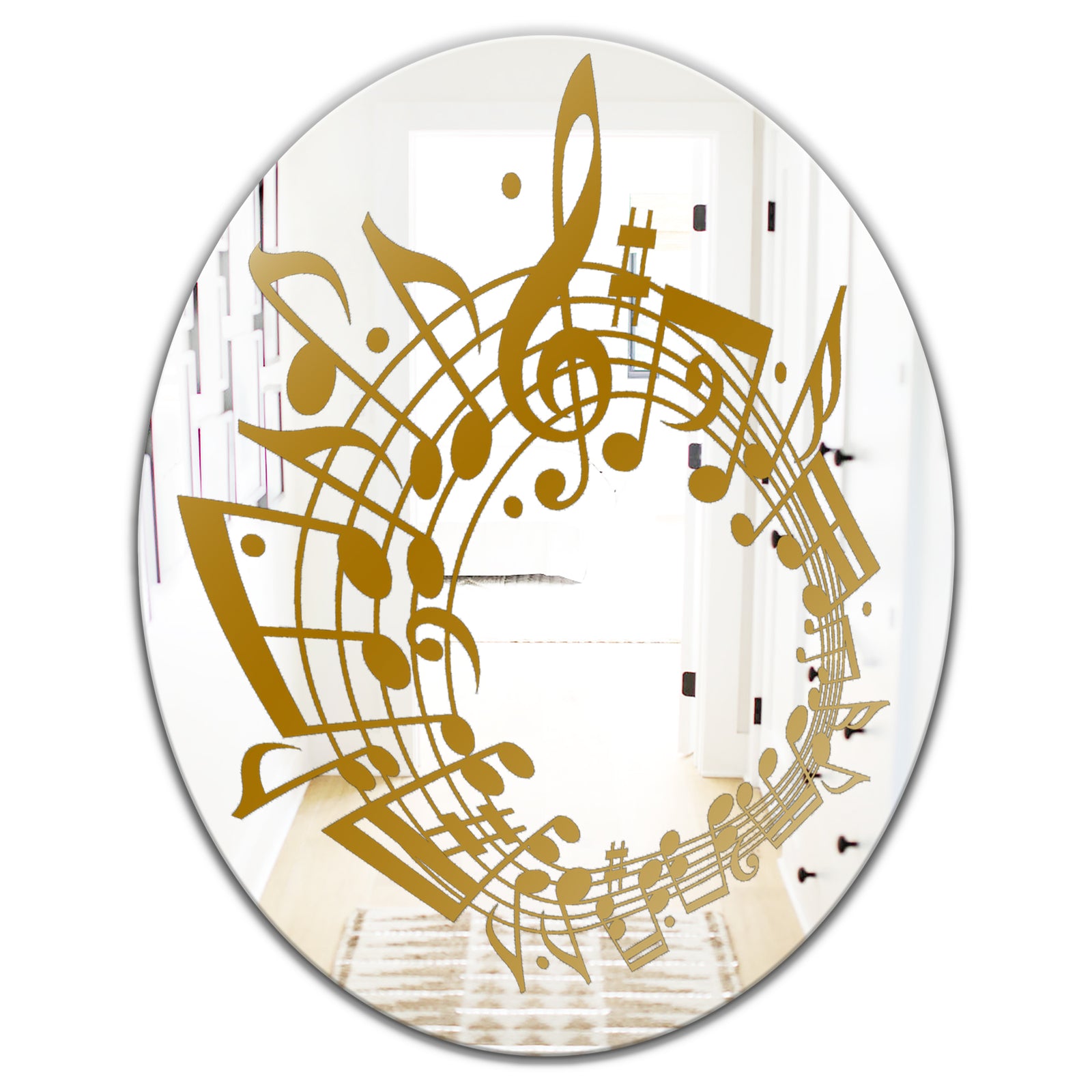 Music Notes II - Glam Mirror - Oval or Round Wall Mirror