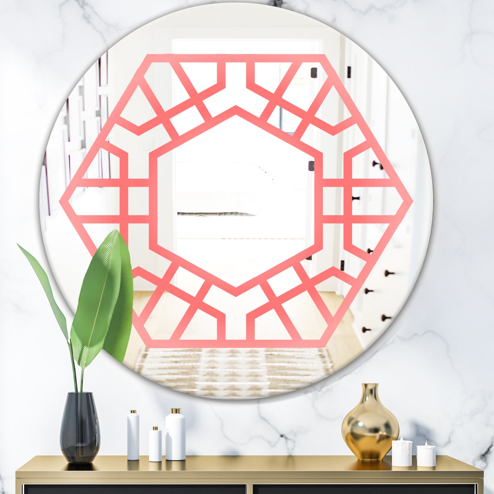 Hexed - Modern Mirror - Contemporary Oval or Round Wall Mirror