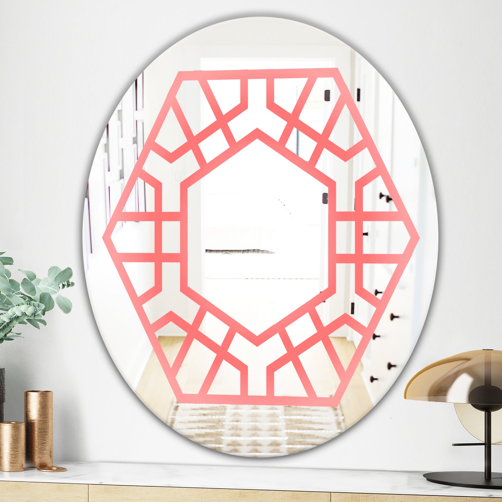 Hexed - Modern Mirror - Contemporary Oval or Round Wall Mirror