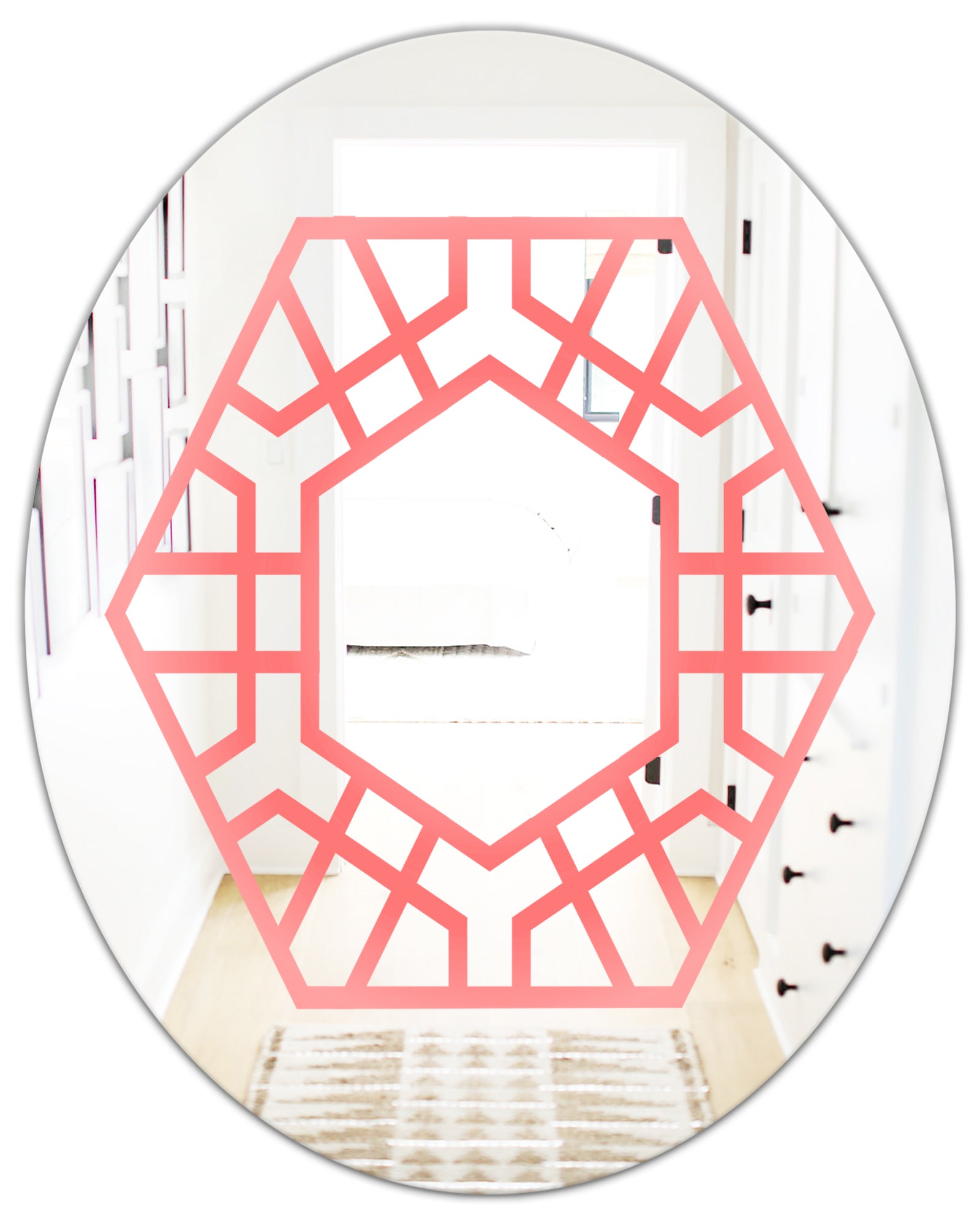 Hexed - Modern Mirror - Contemporary Oval or Round Wall Mirror