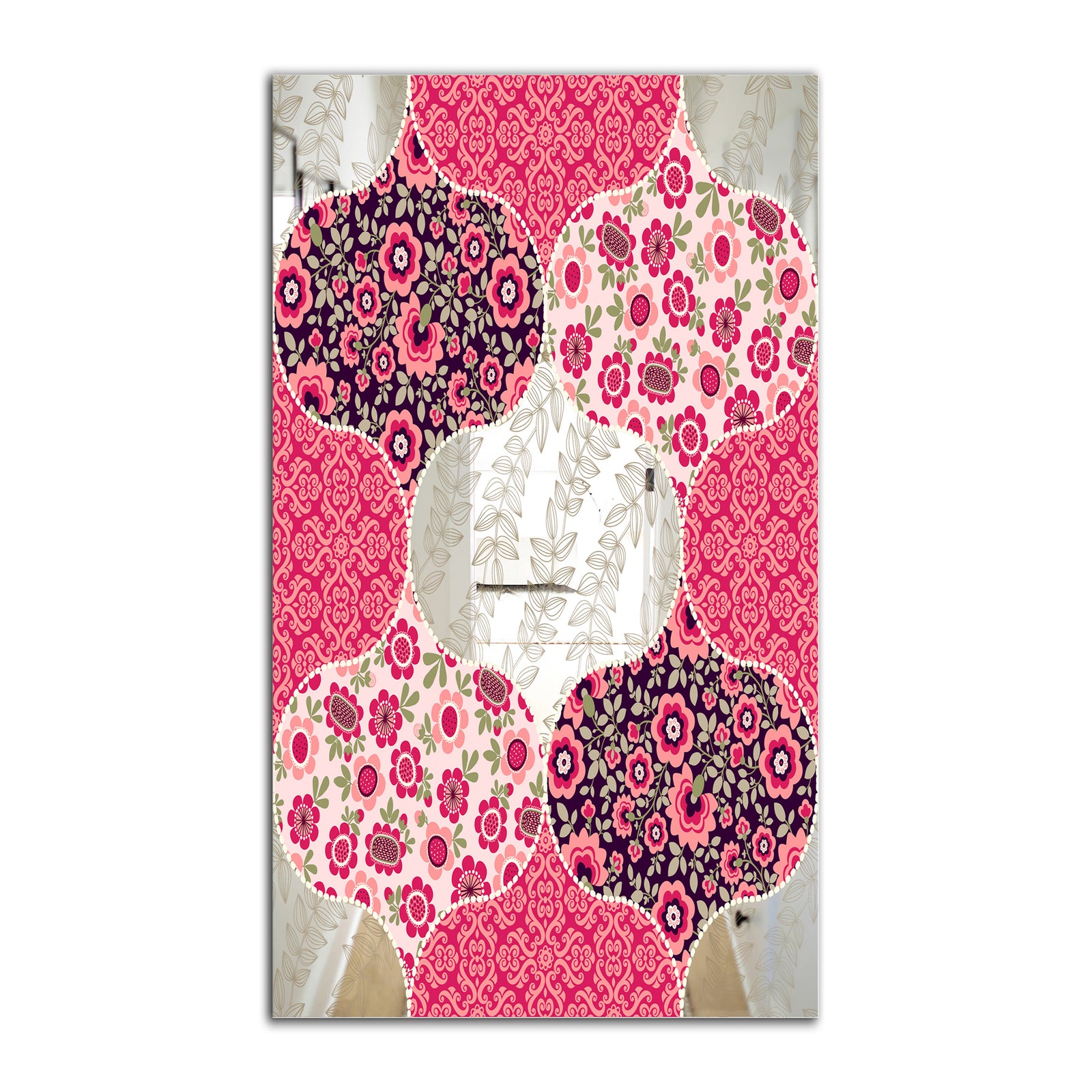Pink Patchwork - Mid-Century Mirror - Accent Mirror