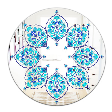 Blue Leaves - Bohemian and Eclectic Mirror - Oval or Round Wall Mirror