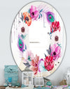 Pastel Flower Wreath - Cabin and Lodge Mirror - Oval or Round Vanity Mirror