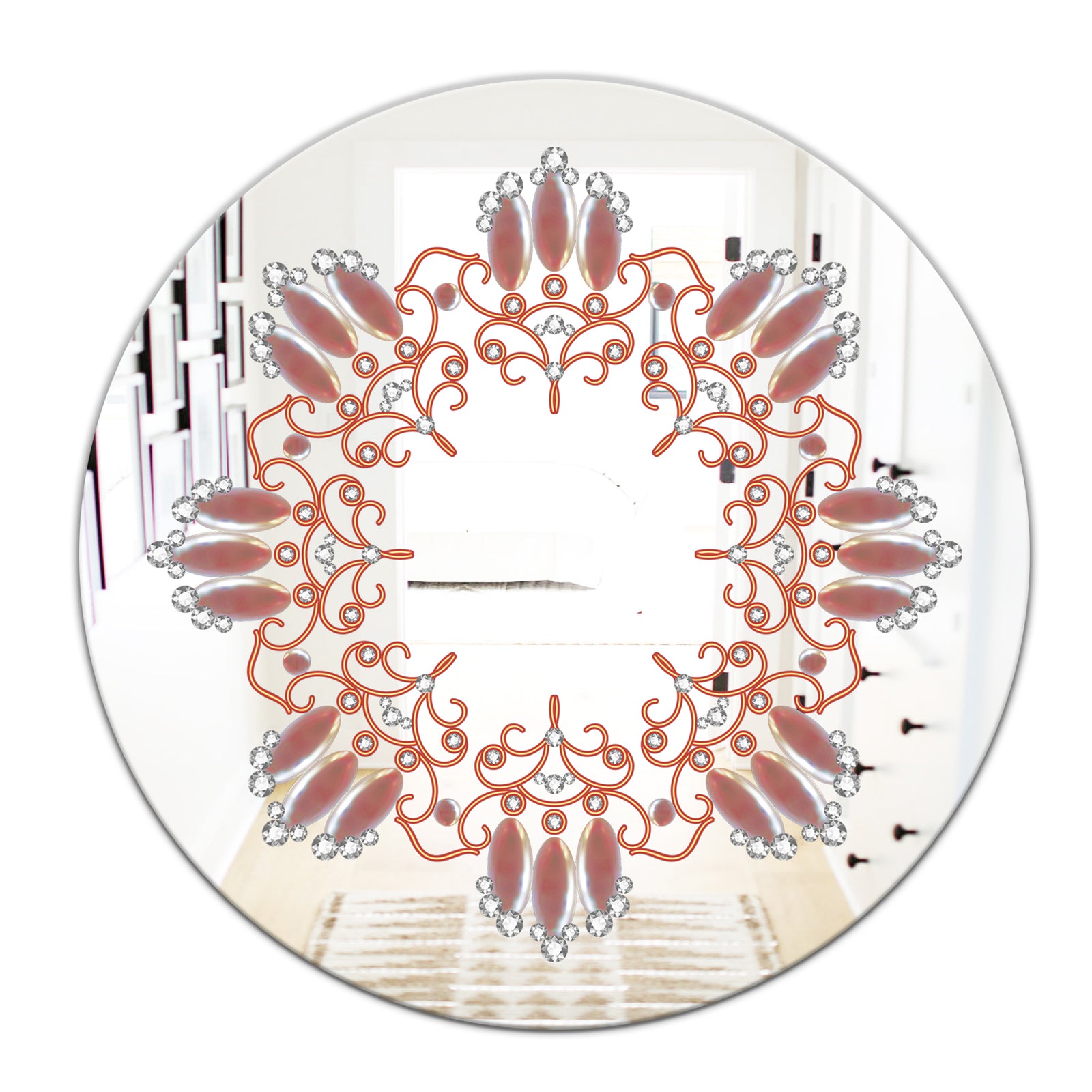 Neutral Color Pattern - Glam Mirror - Oval and Circle Wall Mirror
