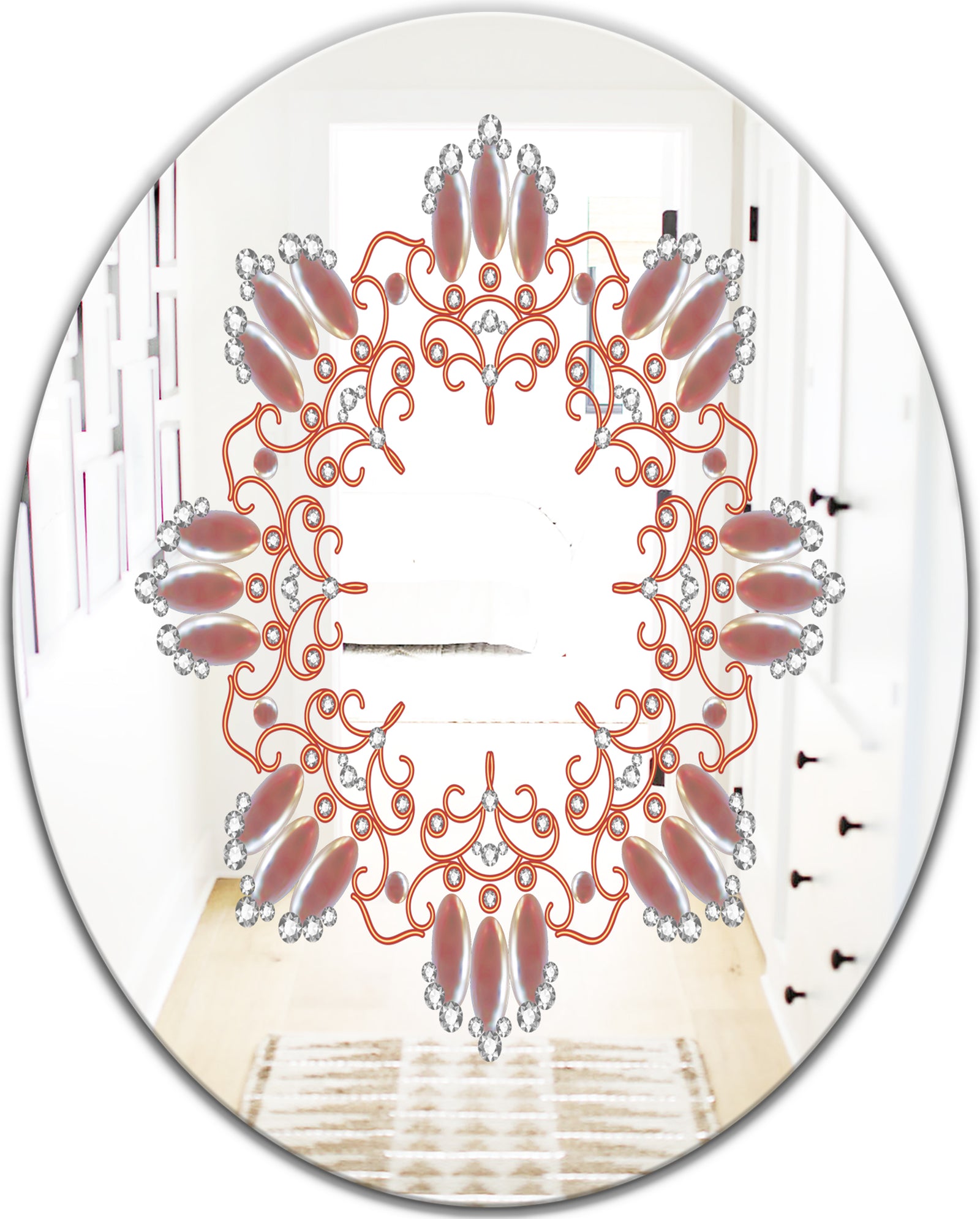 Neutral Color Pattern - Glam Mirror - Oval and Circle Wall Mirror