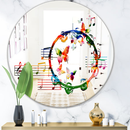 Music Notes III - Modern Mirror - Contemporary Oval and Circle Wall Mirror