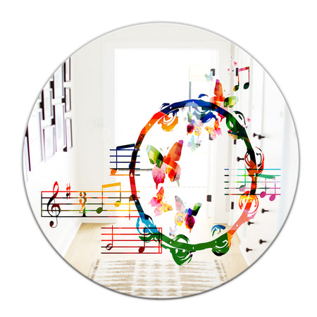 Music Notes III - Modern Mirror - Contemporary Oval and Circle Wall Mirror
