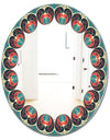 Blue and Orange Pattern - Mid-Century Mirror - Oval or Round Wall Mirror