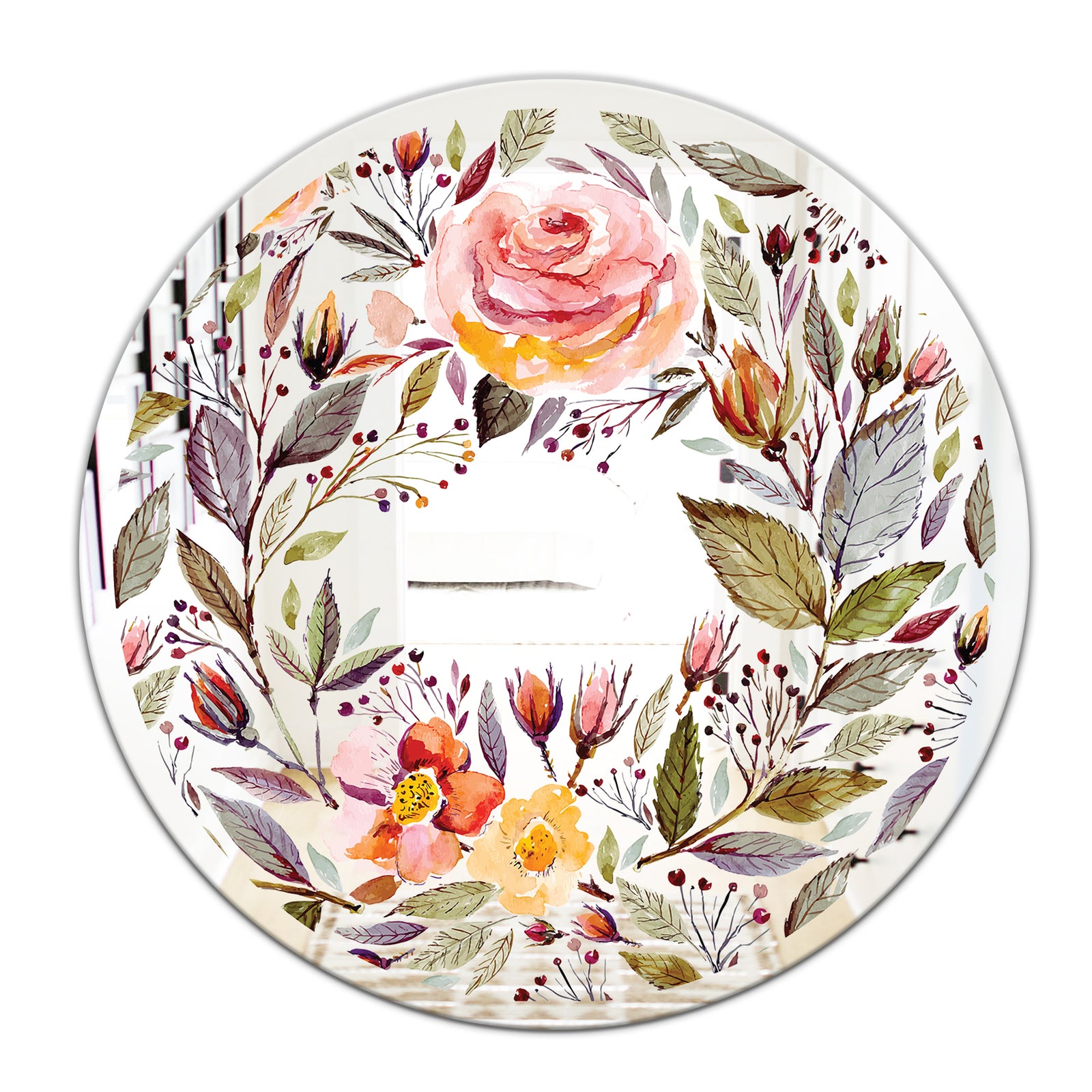 Floral Pastel - Cabin and Lodge Mirror - Oval or Round Wall Mirror