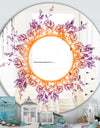 Purple and Orange Leaves - Farmhouse Mirror - Frameless Round Oval Wall Mirror