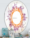 Purple and Orange Leaves - Farmhouse Mirror - Frameless Round Oval Wall Mirror