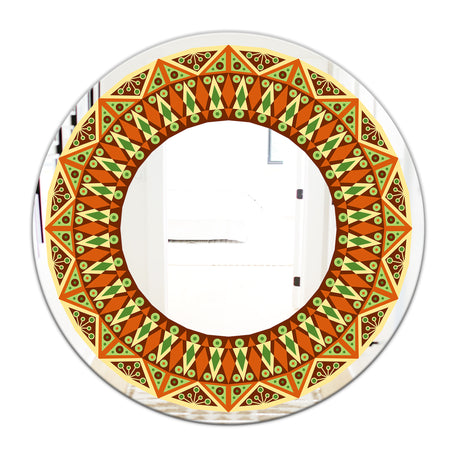 Beige Brown and Orange - Modern Mirror - Oval or Round Wall Mirror