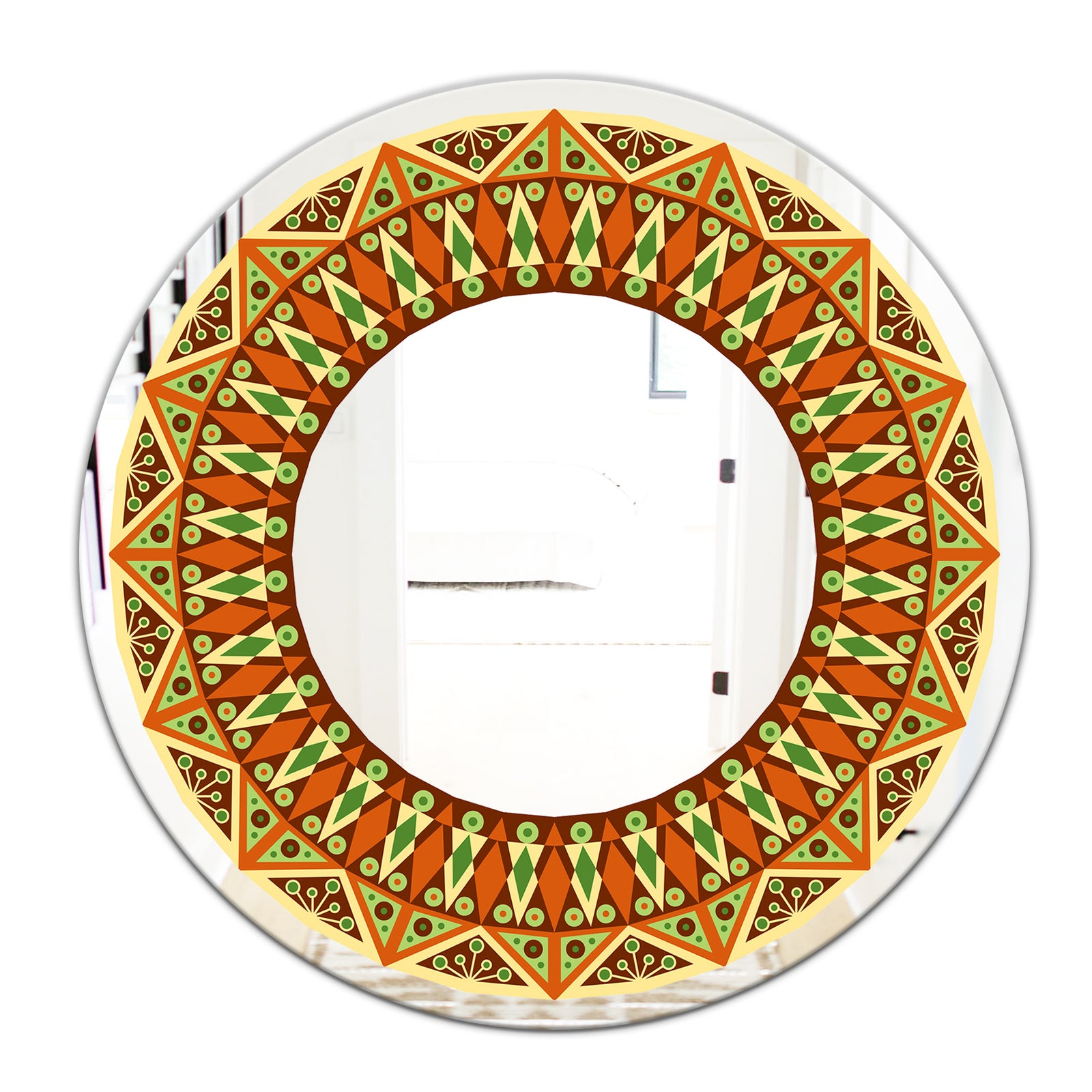 Beige Brown and Orange - Modern Mirror - Oval or Round Wall Mirror