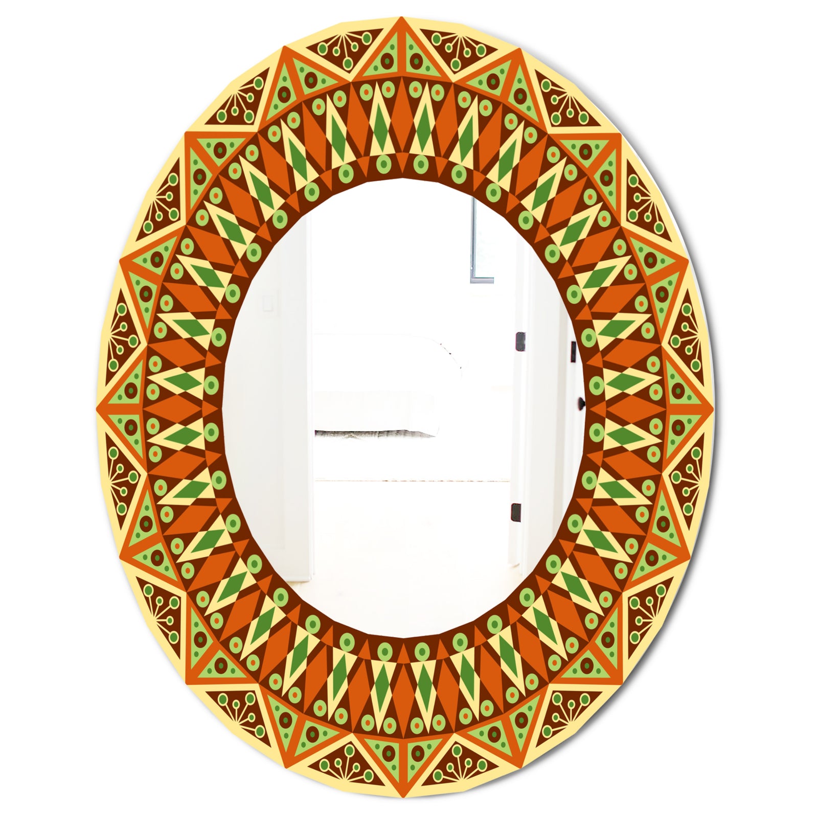 Beige Brown and Orange - Modern Mirror - Oval or Round Wall Mirror
